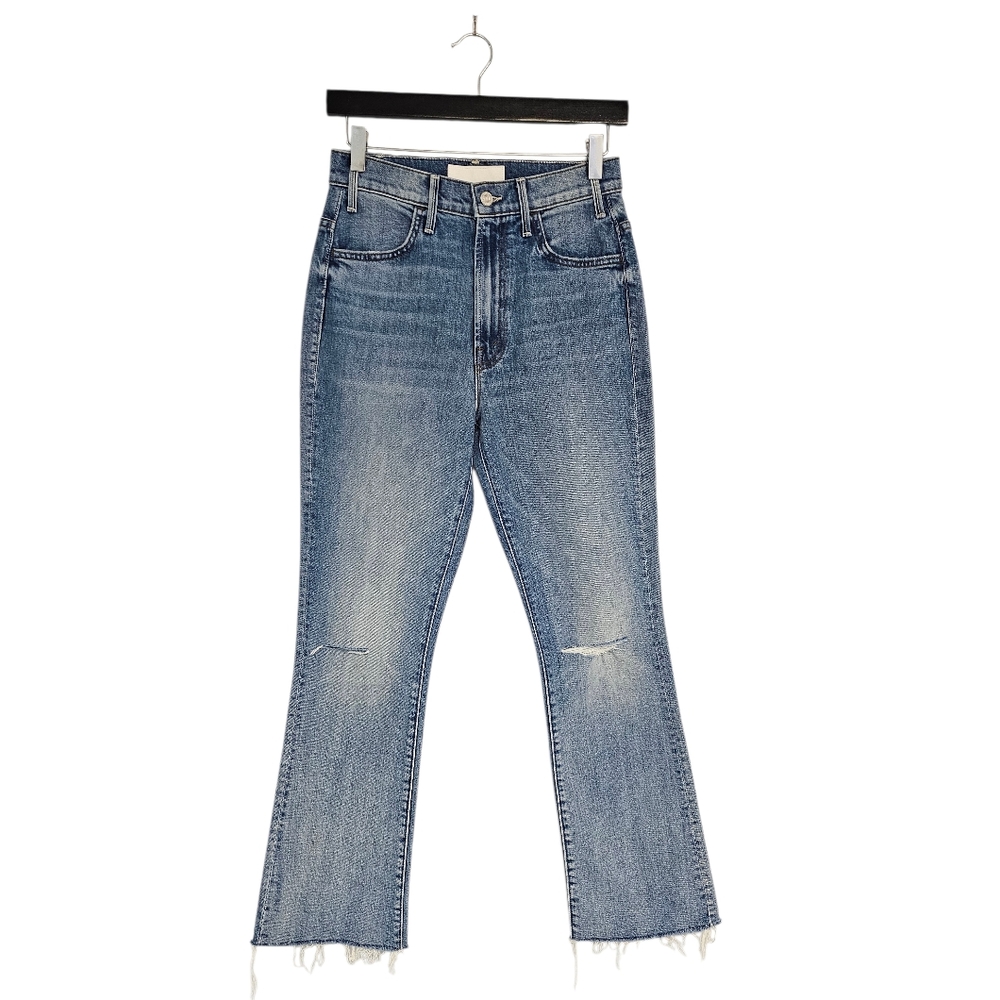 MOTHER Superior The Hustler Ankle Fray Straight Leg Distressed Blue Jeans 26 NWT